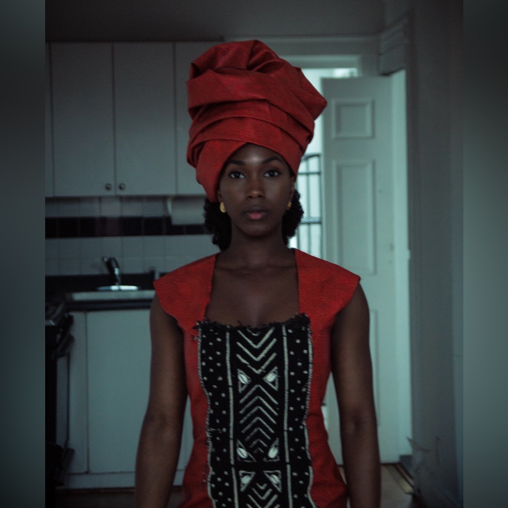 African leather mudcloth dress